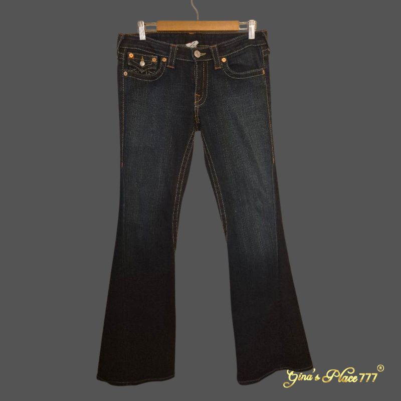 True Religion Womens Jeans Joey Low Rise Flare Leg Blue Sz 30 Made In Usa